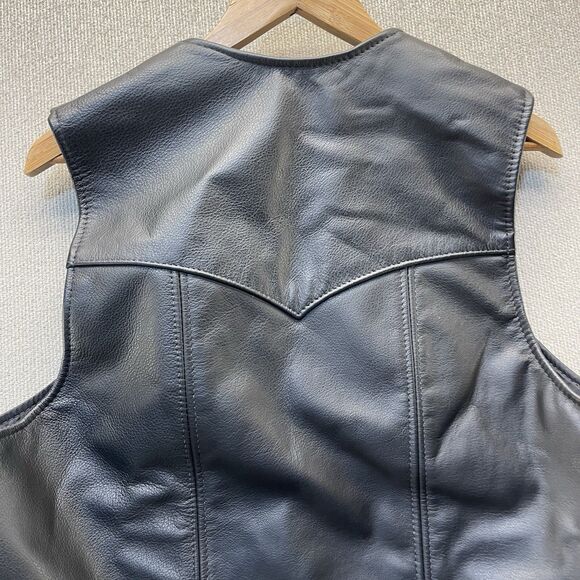 Vintage California Leather Creations Genuine Leather Motorcycle Vest Size 46 - Picture 4 of 9